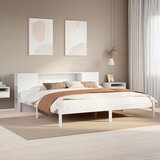 vidaXL Krevet s regalom z knjige bez madraca bijeli 200x200cm borovina Cijene
