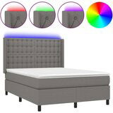  Box spring postelja z vzmetnico LED temno siva 140x200 cm blago, (20724329) | Shoptok.si
