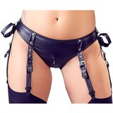 Cottelli Bondage - svetleč komplet odprtega modrčka z manšetami (črn) - M | Shoptok.si
