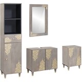  Set ormarića za kupaonicu Zidne 4 pcs Siva Čvrsto drvo manga | shoptok.hr