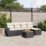 vidaXL 6-dijelni set vrtnih sofa s jastucima crni od poliratana | shoptok.hr