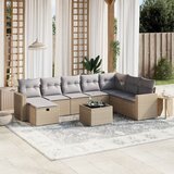  The Living Store Vrtna sedežna garnitura 9-delna z blazinami bež poli ratan - Vrtna Sedežna Garniture, (21449593) | Shoptok.si