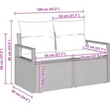 vidaXL 8-delni set vrtnih kavčev z blazinami črn poli ratan, 2-sedežni vrtni kavč z blazinami črn poli ratan | Shoptok.si