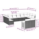  12-dijelni set vrtnih sofa od poliratana s jastucima sivi | shoptok.hr