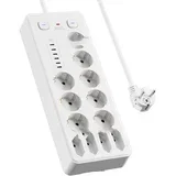 Evropski podaljšek z USB in Type-C priključki, zaščita pred preobremenitvijo White, (5000243359)