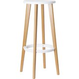 Paperflow Barski stolček WOODY, z lesenimi nogami, DE 2 kosa, bele barve | Shoptok.si