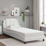 vidaXL Posteljni okvir z LED lučkami bel 100x200 cm umetno usnje | Shoptok.si