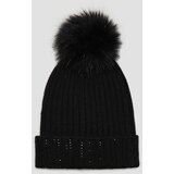 Marisse Black Rhinestone Pompom Hat | ePonuda.com