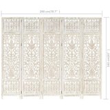 vidaXL sobna pregrada s 5 panela bijela 200x165 cm masivno drvo manga | shoptok.hr