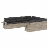 vidaXL Vrtna sedežna garnitura 10-delna z blazinami sv. siv poli ratan, (21411140) | Shoptok.si