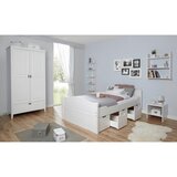 MID.YOU Postelja S Predalom Leni, 140x200, Bor, Bela, Masivno | Shoptok.si