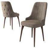 Hanah home set trpezarijskih stolica Enoa 4 kom, kapućino tkanina Babyface, drvene noge boje oraha | Eponuda.com