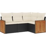 Maison Chic Seti vrtnega pohištva - Vrtna garnitura - Vrtni pohištvo set 4-delna z blazinami črna poli ratan, (21809904) | Shoptok.si