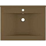  Razkošen umivalnik z luknjo mat krem 60x46 cm keramičen, (21409335) | Shoptok.si