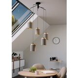 Eglo visilica Albariza 99447, 5x E27, Ø70 cm, crna/drvo/kapučino tkanina | shoptok.hr
