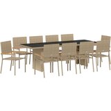  11 delni vrtni jedilni set bež poli ratan, (22015535) | Shoptok.si