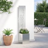 vidaXL Vrtni Sadič s Dekorativnom Pločom Srebrna 32 x 140 cm | shoptok.hr