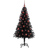 vidaXL Božično drevo med 150 LED z stojalom Črna 150 cm PVC | Shoptok.si