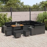  Sjedeća garnitura za vrt s jastukom 13 pcs Crna poliratan | shoptok.hr