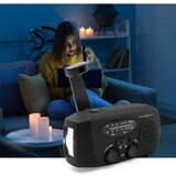 Nedis RDFMCR2000BK-Radio AM/FM sa ručnom kurblom, solarnim panelom i LED svetiljkom 2000 mAh | Eponuda.com