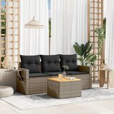 Maison Chic Seti vrtnega pohištva - Vrtna garnitura - Vrtni pohištvo set 4-delna z blazinami siv poli ratan, (21816676) | Shoptok.si