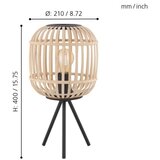 Eglo Bordesley stolna lampa E27, 40 cm, bambus/crna, 43218 | shoptok.hr