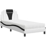  The Living Store Postelja z vzmetnico bela in črna 90x200 cm umetno usnje - Postelja, (21497615) | Shoptok.si