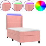  box spring s madracem LED ružičasti 90x190 cm baršunasti | shoptok.hr
