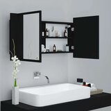 vidaXL LED kopalniška omarica z ogledalom črna 90x12x45 cm | Shoptok.si