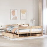 vidaXL Posteljni okvir brez vzmetnice 200x200 cm trdna borovina Cene