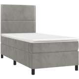  Krevet box spring s madracem LED svjetlosivi 90x200 cm baršun | shoptok.hr