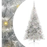 vidaXL Umjetna preddekorirana božićna jelka srebrna 210 cm PET | Shoptok.si
