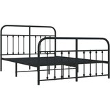 vidaXL Kovinski posteljni okvir z vzglavjem in vznožjem črn 140x200 cm | Shoptok.si