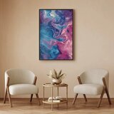  Plakat Night Flows - abstract waves in shades of blue and purple 21x30 Crni okvir | shoptok.hr