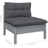  Vrtni sredinski kavč z antracitnimi blazinami siva borovina, (20597925) | Shoptok.si