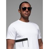 Ombre Men's cotton jersey t-shirt with large side lettering - white | ePonuda.com