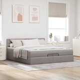  Otomanski okvir kreveta s madracima smeđesivi 200x200cm tkanine | shoptok.hr