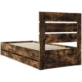 Krevetna konstrukcija s ladicama Dimljeni hrast 75 x 190 cm | shoptok.hr