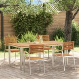 vidaXL Set za blagovanje u vrtu od 5 dijelova od masivnog bagremovog drveta, Vanjski blagovački stol 180x90x75 cm od masivnog bagremovog drveta, Stacking vrtne stolice 4 kom masivno bagremovo drvo i čelik Cijene