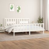 vidaXL Posteljni okvir z vzglavjem bel trdna borovina 200x200 cm Cene