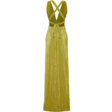 Trendyol Oil Green A-Cut Belted Lined Knitted Long Elegant Evening Dress | Eponuda.ba