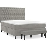 The Living Store Box spring postelja z vzmetnico svetlo siva 140x200 cm žamet - Box Spring Postelja, (21490112) | Shoptok.si