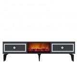 Hanah home flame fireplace - anthracite, silver anthracitesilver tv stand | ePonuda.com
