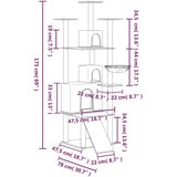 Penjalica za mačke sa stupovima za grebanje krem 175 cm | shoptok.hr
