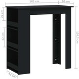 vidaXL Barska miza s policami črna 102x50x103,5 cm iverna plošča | Shoptok.si