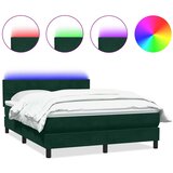 Box Spring krevet s madracem i LED tamno zeleni 160x220 cm baršun | Eponuda.com