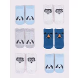 Yoclub kids's boys' ankle thin cotton socks patterns colours 6-pack SKS-0072C-AA00