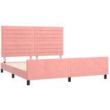  Okvir za krevet s uzglavljem ružičasti 160x200 cm baršunasti | shoptok.hr