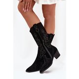 Zazoo Suede Women's Cowboy Boots With Heel Black Karira | ePonuda.com