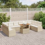 vidaXL Set vrtnih kavčev s 11 kosi z blazinami bež poli ratan | Shoptok.si